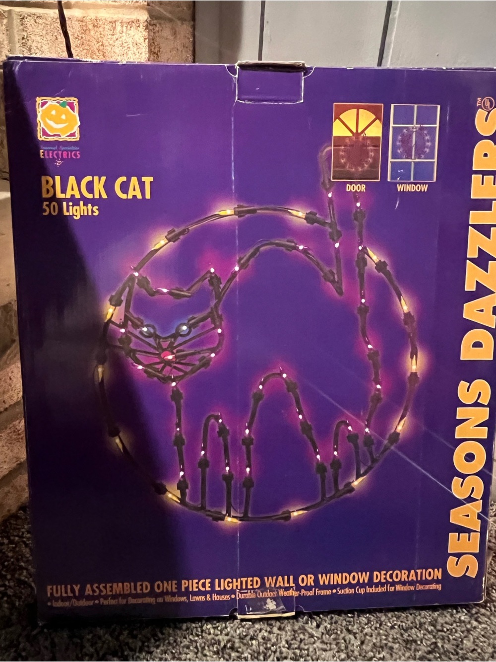Vintage Seasons Dazzlers LightUp Cat Halloween Silhouette